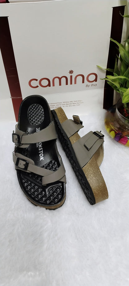 Women's Comfort Double Strap Sandals With Buckle-A124