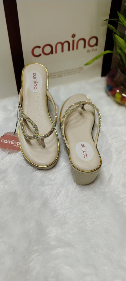 Crystal Embellished Wedge Sandals – Luxe Sparkling Comfort-A90