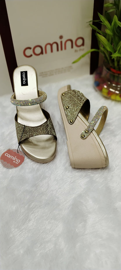 Gold Shimmer Platform Sandals"-A89