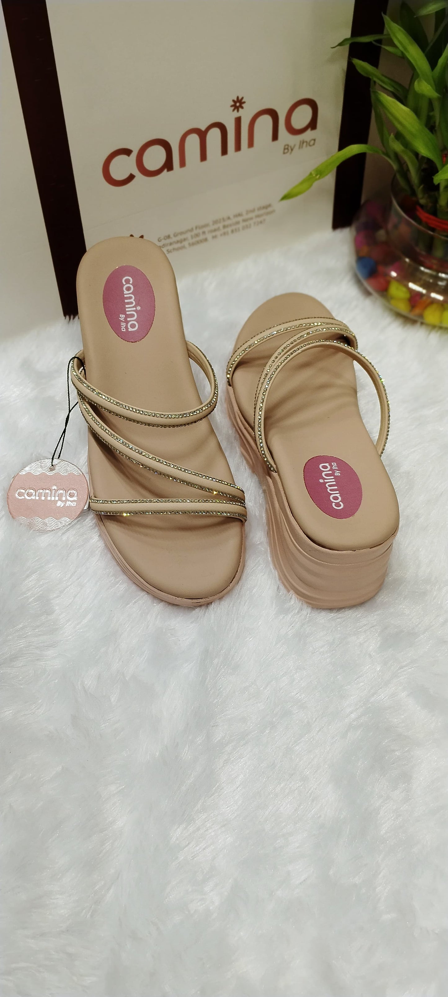 Women's Rhinestone Strappy Wedge Sandals-A86