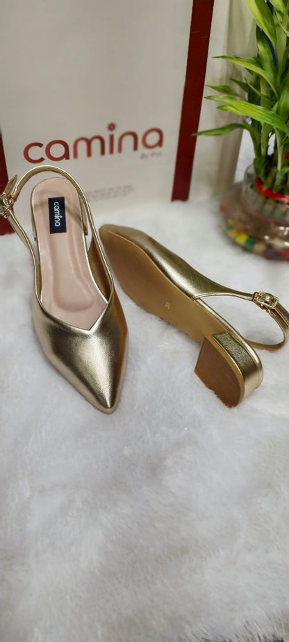 Luxe Gold Slingback Flats – Effortless Glamour