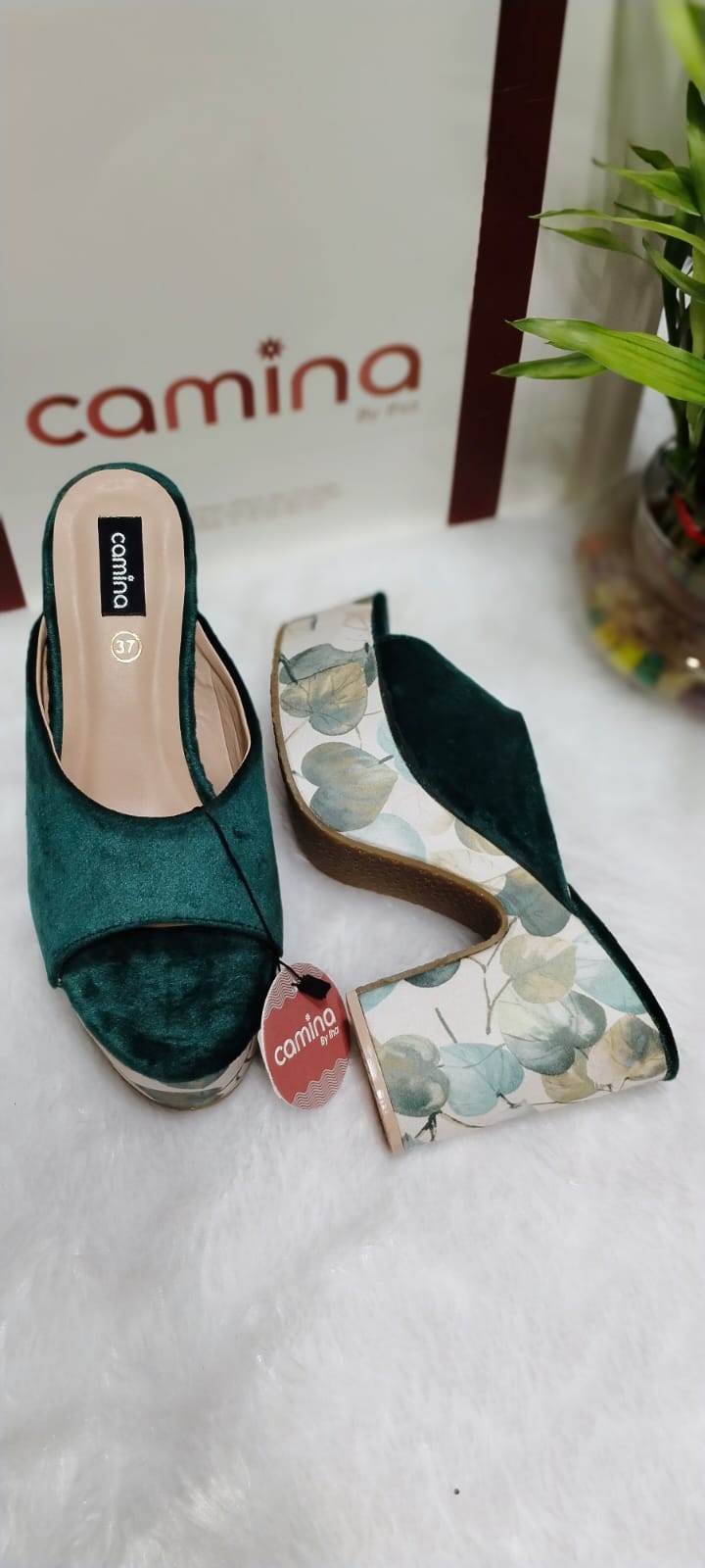 Glamorous Women's Printed Block Heel Peep-Toes-A143
