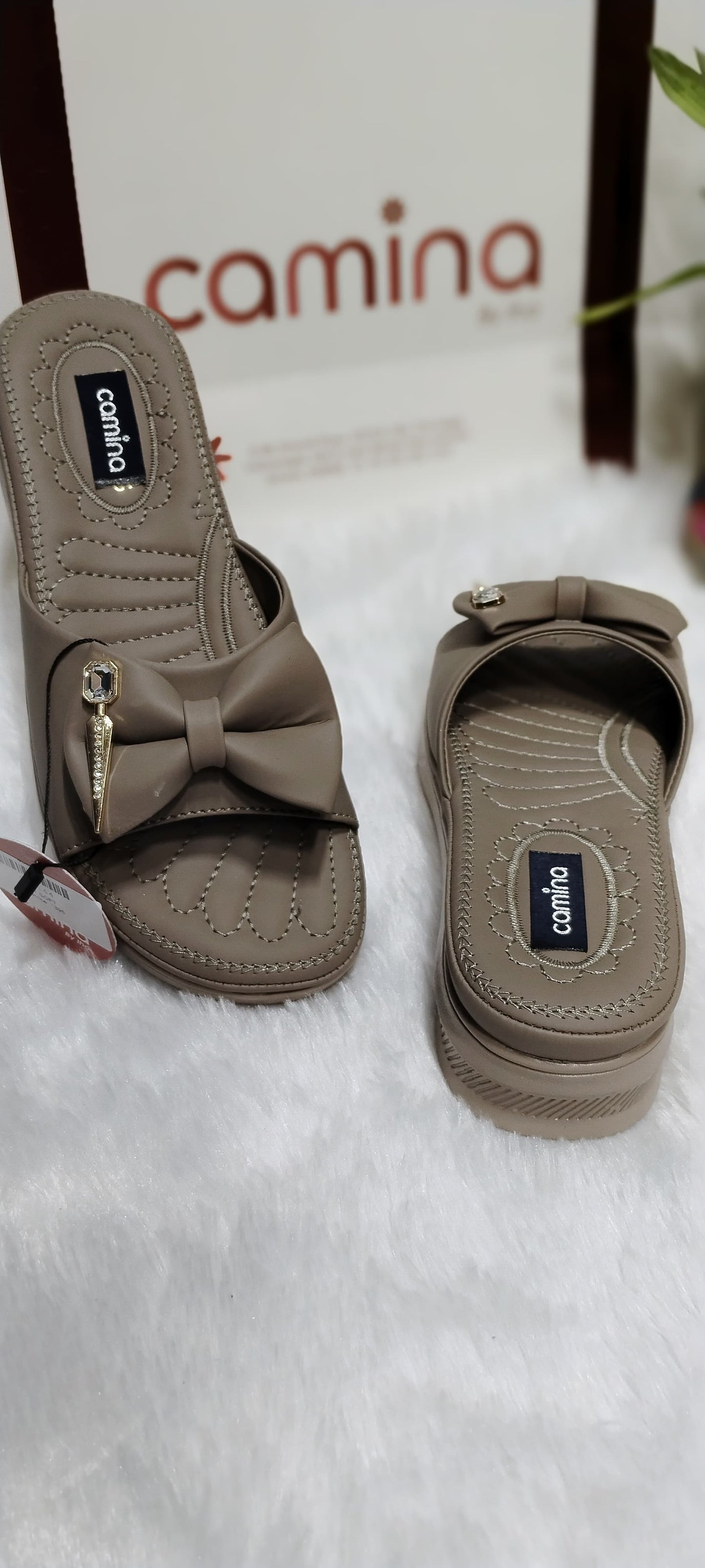Chic Open-Toe Bow Flatform Heels with Cushioned Comfort-CA144