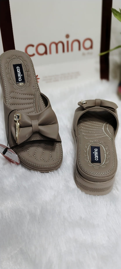 Chic Open-Toe Bow Flatform Heels with Cushioned Comfort-CA144