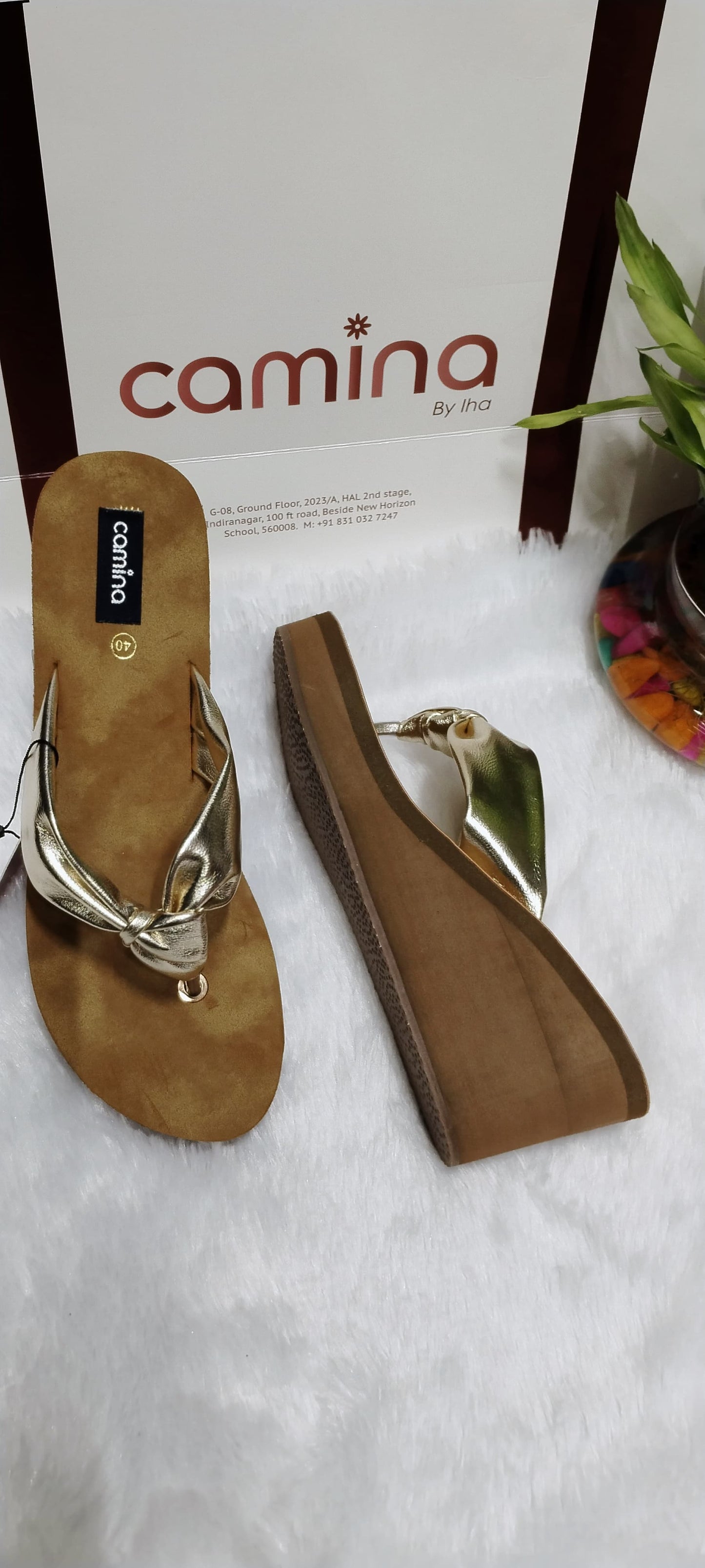 Elegant Metallic Bow Knot Thong Sandals for Women-C149