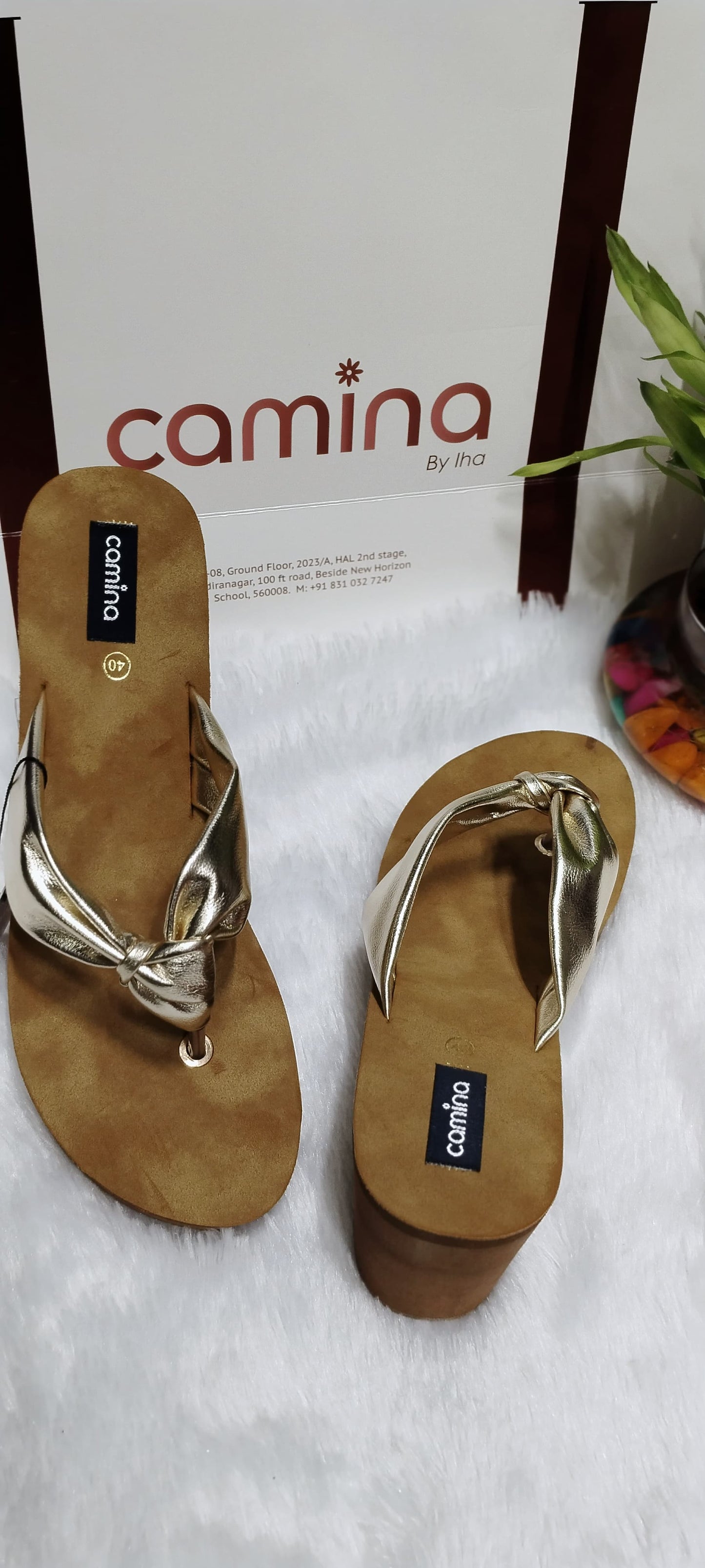 Elegant Metallic Bow Knot Thong Sandals for Women-C149