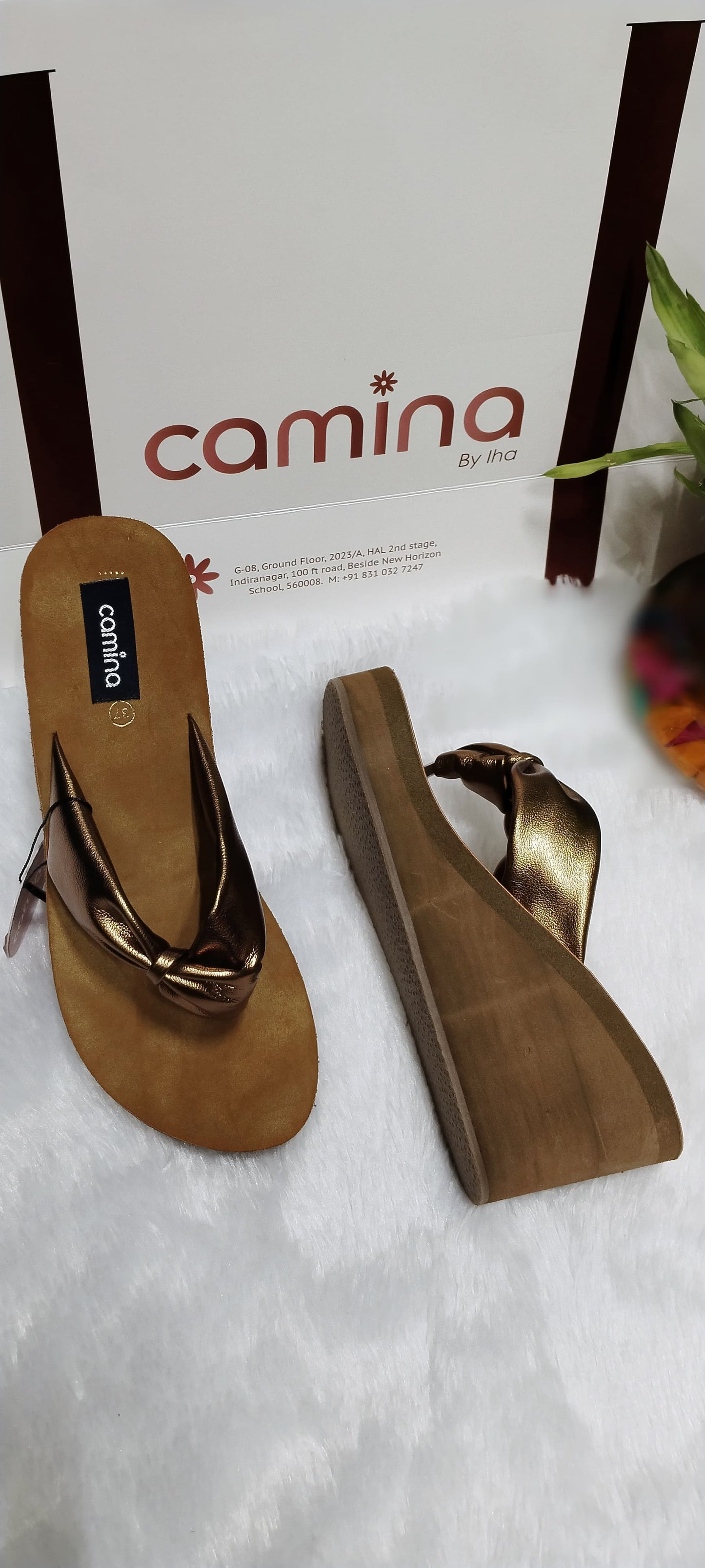 Elegant Metallic Bow Knot Thong Sandals for Women-C149