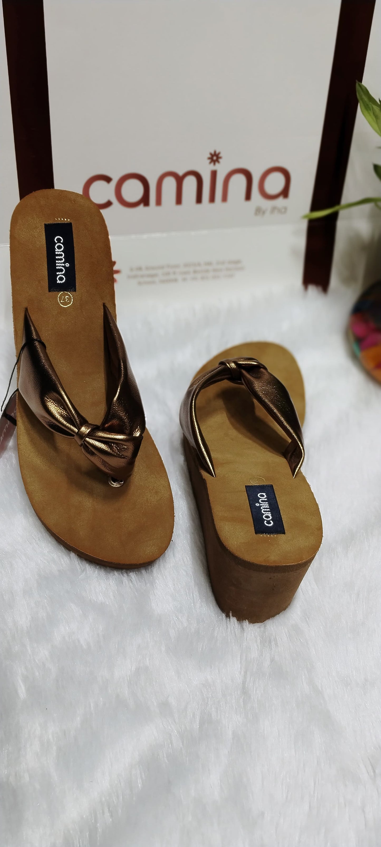 Elegant Metallic Bow Knot Thong Sandals for Women-C149