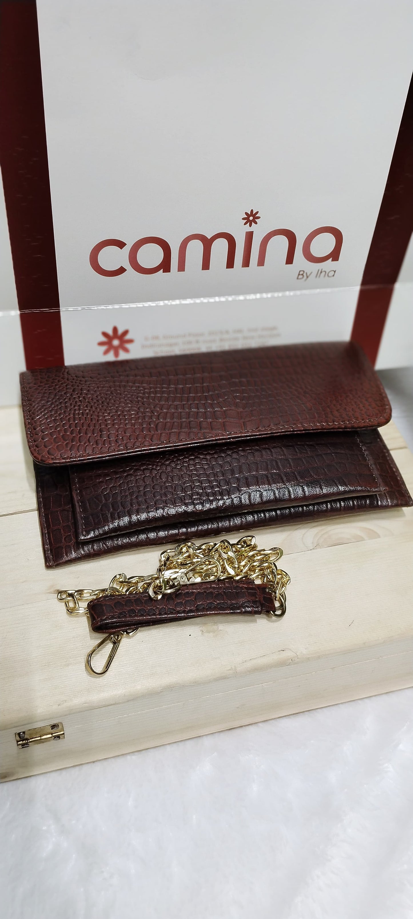 Camina Luxe Croc-Textured Leather Sling Bag
